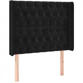 Cabecero con LED de Terciopelo Negro 103x16x118/128 cm