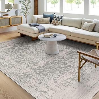 Surya Syracuse Vintage Oriental Area Rug, Rectangular, 12mm Pile Height, Boho Living Room Carpet, Gray and White 200x275 cm