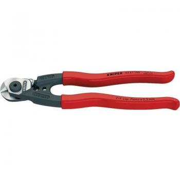 KNIPEX 95.61.190 Alicate Cortacable de Acero con Mangos Recubiertos en Plástico para Cable Trenzado, Longitud 190 mm