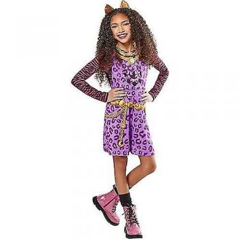 Disfraz de Lobo Clawdeen para niñas de Monster High - Color rosa/púrpura/negro, talla 5-6 años