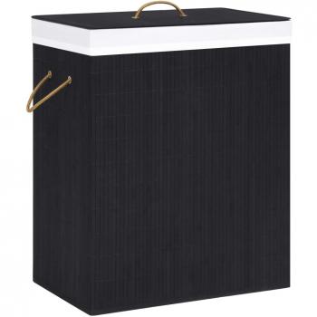 Cesto de ropa de bambú negro de 83 L