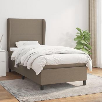 Cama box spring con colchón de muelles Tortorora 90x200 cm en tela gris taupe