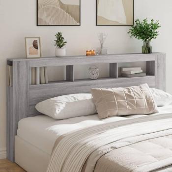 Cabecero LED gris Sonoma 200x18,5x103,5 cm madera multicapa Vidaxl