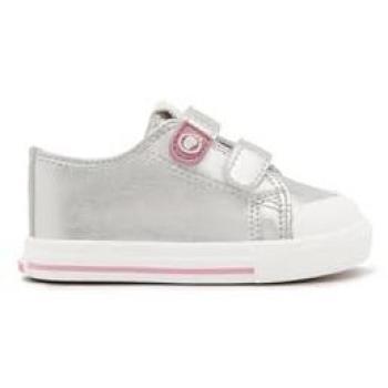 Zapatillas Deportivas Conguitos para Bebés con Cierre de Doble Tira Adherente y Suela Flexible - Plata, Talla 22