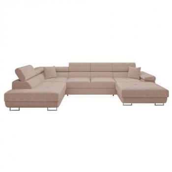 Sofá rinconero Comfivo S103 con función de descanso y caja de ropa de cama, 346x203x70cm