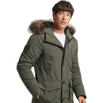 Superdry Everest Hooded Parka with Faux Fur, Sustainable Polyester, Olive XS