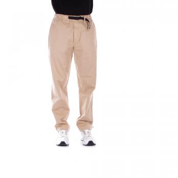 Woolrich Men's Beige Straight Trousers with Logo Side Pockets, Size M