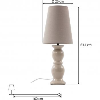 Lámpara de mesa Lucande Lyndorin, beige, cerámica, 63 cm para salón y comedor