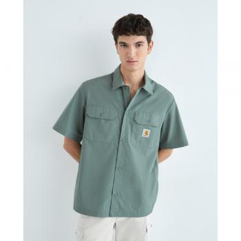 Camisa de hombre Carhartt WIP Craft verde manga corta polyester algodón