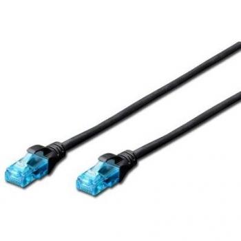 Cable de red Patch cord UTP Cat 5e 3m Negro con protección contra dobleces y alivio de tensión RJ45
