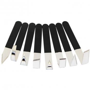 8 piezas de goma mango de acero inoxidable Cabeza de escultura de cerámica de arcilla de modelado Talla de las herramientas de mano conjunto que forma Cuchillos