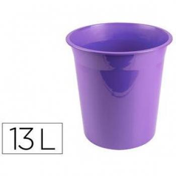 Papelera de plástico Liderpapel Lavanda Opaco 13 litros 275x285 mm