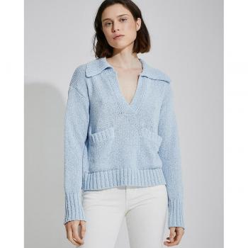 Jersey de mujer de manga larga con cuello pico