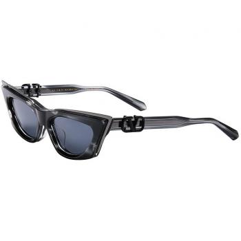 Valentino Goldcut Sunglasses - Black Swirl Rhodium, Gray female, Size: 55 MM
