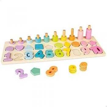 ColorBaby WOOMAX 49368 - Woomax-Puzzle Madera numeros y Formas +24m
