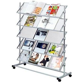 Pureday Soporte del folleto Christina II - Soporte del folleto en Rollos - Metal - Ancho Aprox. 100 cm - Colores Plateados