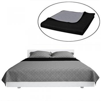 vidaXL Colcha acolchada a doble cara color negro/gris dimensiones 230 x 260 cm