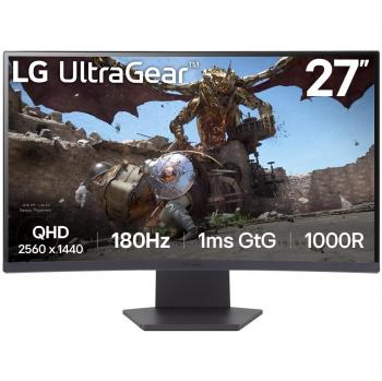 LG UltraGear 27GS60QC-B Monitor Curvo de 27 pulgadas LED VA QHD 2560 x 1440, tasa de refresco de 180Hz, tiempo de respuesta de 1ms, con puertos HDMI y