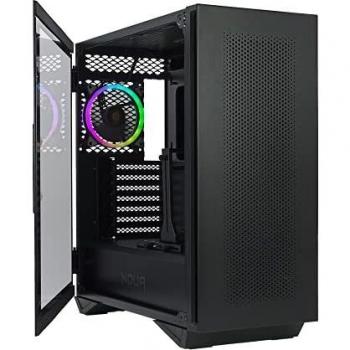 Carcasa de ordenador Full Tower Noua Iron V6, Negro, con paneles de vidrio templado y ventilador RGB preinstalado, compatible con ATX, Mini ITX y mATX