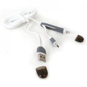 PLATINET CABLE USB UNIV.2EN1:MICROUSB&LIGHTNG BLA