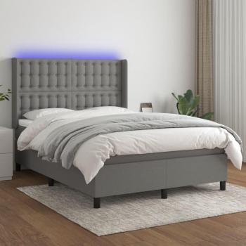 Colchón de cama suave con luces LED en tela gris oscuro 140x190 cm
