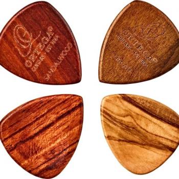 Ortega Natural Curved Wooden Picks for Ukulele and Guitar - 4-Pack