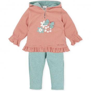 Conjunto sin pie de bebé niña Tutto Piccolo en naranja oscuro con abertura trasera y entrepierna con botones
