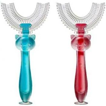 Vicloon Cepillo de dientes para niños con forma de U, 2 Pcs Silicona de Grado Alimenticio, Limpiar la Boca a Fondo,para niños 7-12
