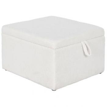 Banqueta Descalzadora Home ESPRIT Blanco de Poliéster y Madera MDF con Almacenaje 60 x 60 x 36 cm