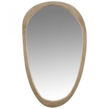 Espejo de pared de madera maciza de mango claro Liray 83 cm
