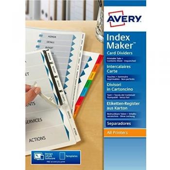 Avery España 01730061 - Separadores Personalizables con Etiquetas Transparentes, 6 pestañas, 297 x 225 x 3 mm, Color Blanco