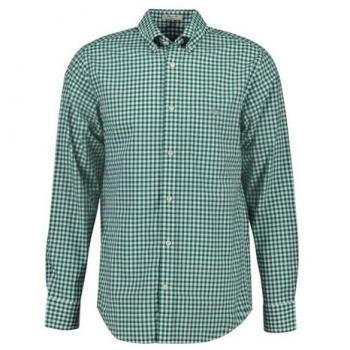 Camisa de Hombre Gant Regular Fit a Cuadros Vichy Verde Oscuro de Manga Larga en Algodón