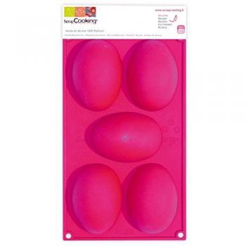 Molde de Silicona para 5 Huevos de Pascua - Rosa - Apto para Congelador y Lavavajillas