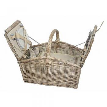 Red Hamper FH021 Deluxe Retro - Cesta de Mimbre con Tapa Doble, 40 x 48 x 33 cm, Color marrón