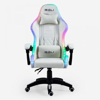 Silla Gaming Ergonomica Blanca con LED y Función de Masaje Reclinable Pixy Plus