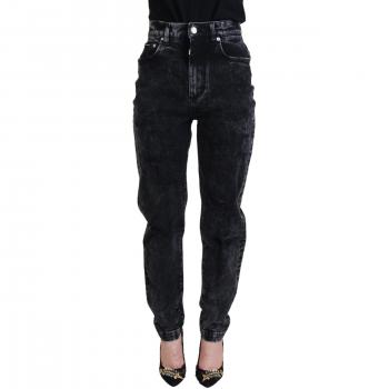 Dolce & Gabbana Black Washed Cotton High Waist Denim Jeans - IT40|S, Loose-fit, female, Black, Size: XS