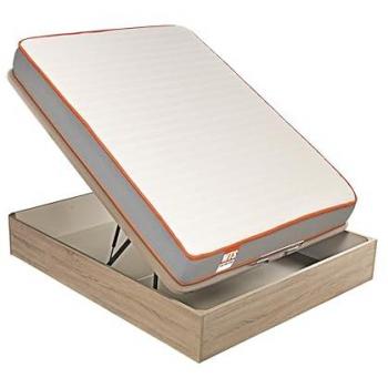Pack colchón sostenible HR con visco y canapé natural gran capacidad, entrega, montaje dentro del domicilio y retirada de usado incluida, Soul, Gris, 135x190, 3 años garantía
