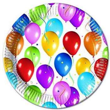 Procos 2230 Fiesta Balloons - Platos de papel, multicolor