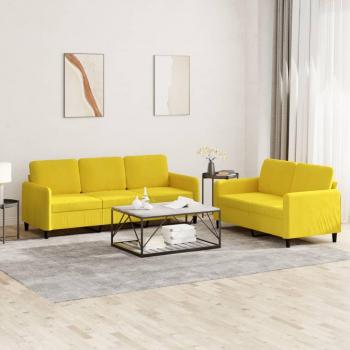 Conjunto de sofá de terciopelo amarillo 2 piezas Vidaxl