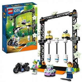 LEGO 60341 City Stuntz Desafío Acrobático: Derribo, Moto de Juguete para Niños con Minifigura y Accesorios, Brilla en la Oscuridad
