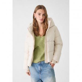 Stradivarius Basic Hooded Puffer Jacket Stone Gray M