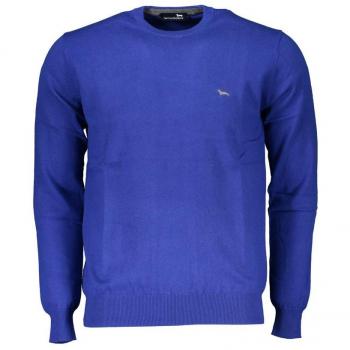 Chic Blue Crew Neck Sweater with Embroidery - XXL, Harmont & Blaine, Sweatshirts, male, Blue, Size: 2XL Mens Blue Sweater with Iconic Logo