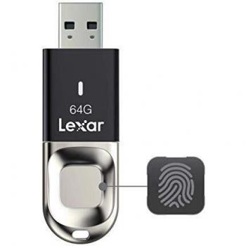 Lexar JumpDrive Huella Dactilar F35 Memoria USB 64GB USB 3.0, Pendrive Hasta 150 MB/s de Lectura, Unidad de Flash para PC, Laptop, Datos, Foto, Video