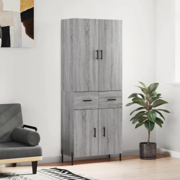 Aparador Alto de Madera Contrachapada Gris Sonoma 69,5x34x180 cm