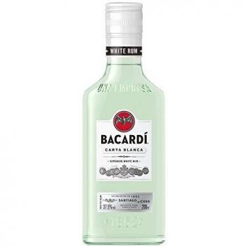 Ron Bacardi 200ml - Petaca de ron, 40% de alcohol, sabor suave y ligero, ideal para cocktails y mezclas