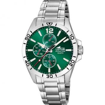 Reloj Lotus Multifunción para Hombre 18812/7 con Esfera Verde y Caja de Acero Plateado