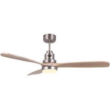 Klassfan Lanzarote CH DW LT Ventilador de Techo 132 cm DC Cromo/Madera Oscura con Luz LED Dimmable, Wifi y Termostato