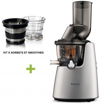 Kuvings C9500 - Pack promocional de exprimidor vertical y kit para batidos y sorbetes, color gris