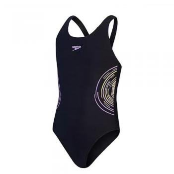 Speedo Bañador de Natación Placement Muscleback para Niñas - Negro (13-14) - Eco Friendly, Diseño Musculoso, Tallas Disponibles hasta 164