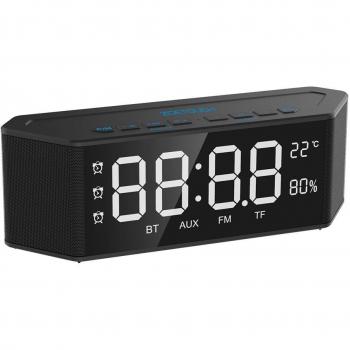 Altavoz Portatil ZOETOUCH Altavoz Bluetooth Potente Inalambrico con Micrófono 30 Horas de Emisión Llamadas Manos Libres/Radio FM/TF Card/Entrada AUX/Reloj/Despertador/Termómetro/Higrómetro